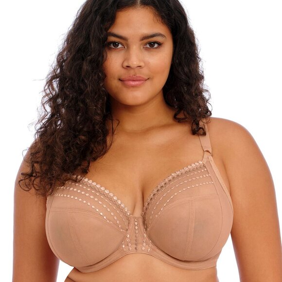 Elomi Matilda Sheer Plunge Bra in Cafe au Lait Nude, 38DDD - Picture 1 of 13